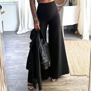 Black Sexy Women's Casual High Waisted Wide-Leg Pants